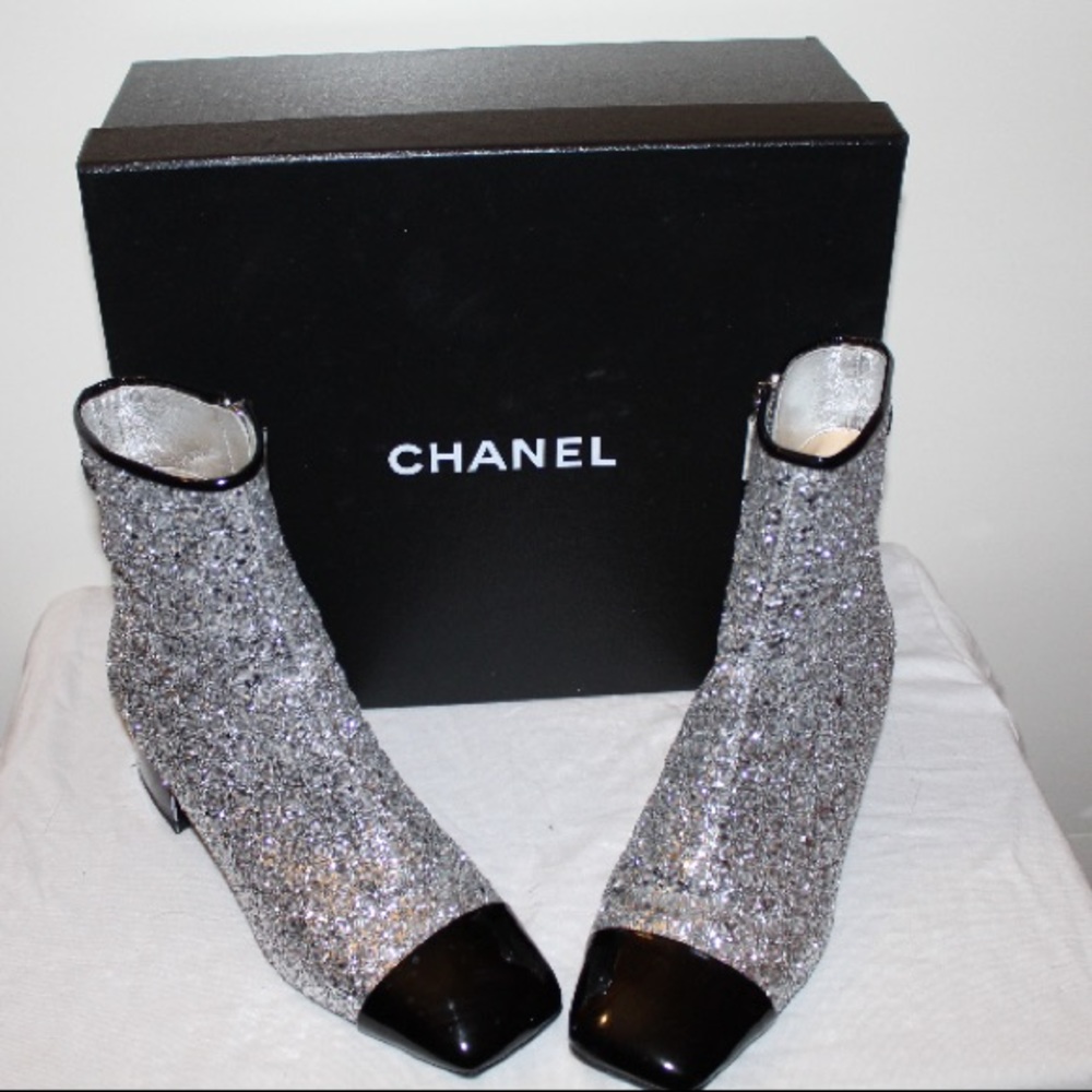 Chanel Glitter Square toe Bootie **Pre-Owned**